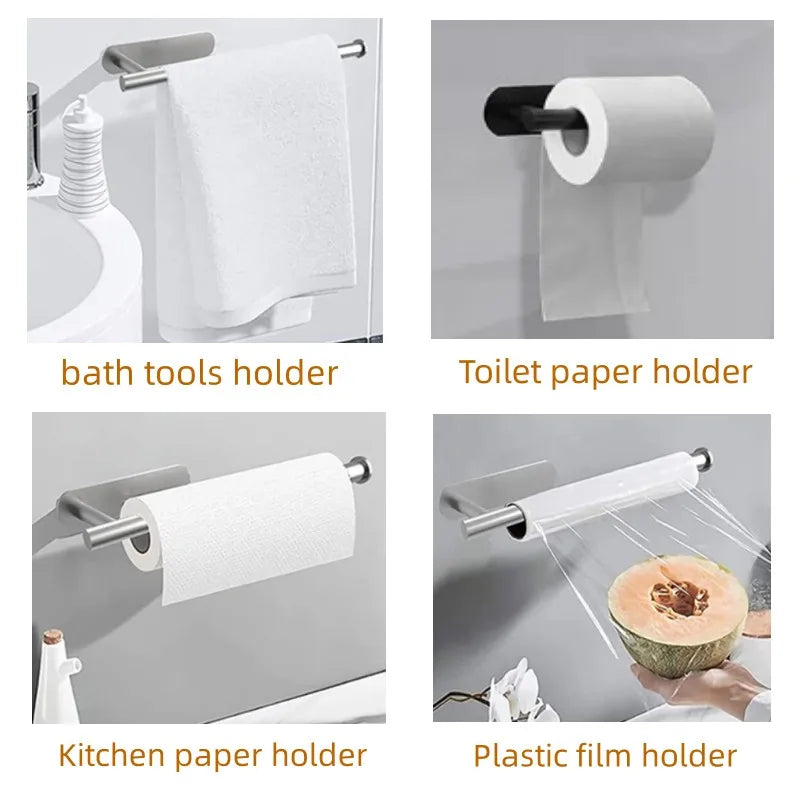 Soporte autoadhesivo para papel de cocina/baño de acero inoxidable