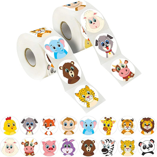 Rollo pegatinas animales 500pcs